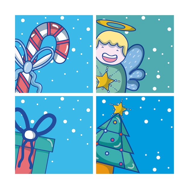 Set of christmas cartoons