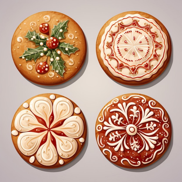 Vector set of christmas cookies vector white backgr