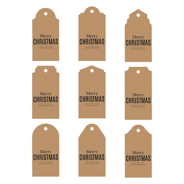 Set di etichette vuote per l'artigianato natalizio con vettore di fori