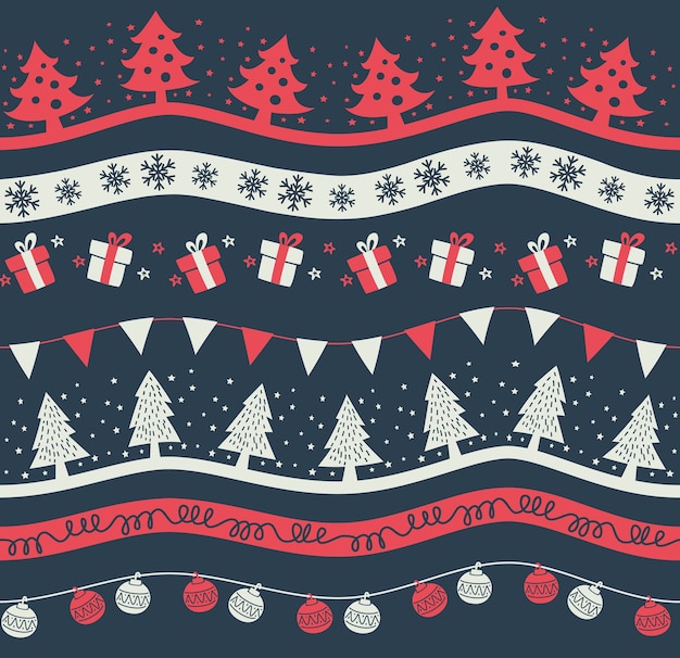 set of christmas decoration vector illustration
