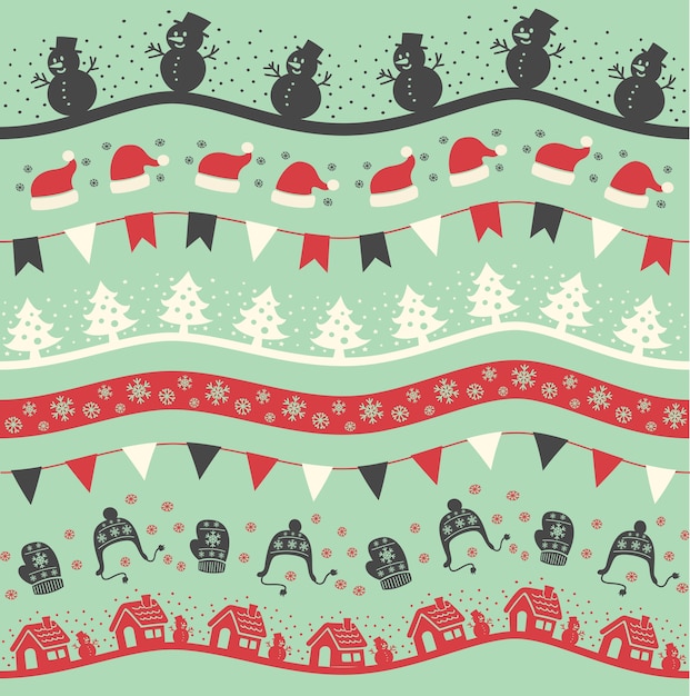 set of christmas decoration vector illustration