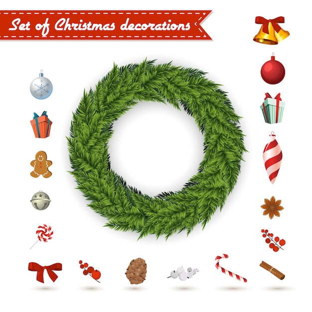 Vector set of christmas decorations