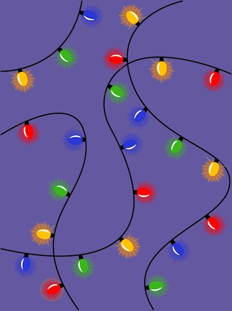 Set of Christmas decorative garlands. New Year's decorations. Light strips with lamps.Neon led