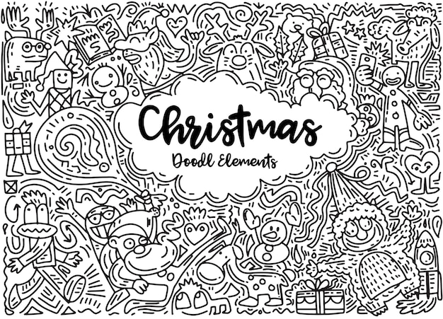 doodleスタイルのクリスマスデザイン要素のセット