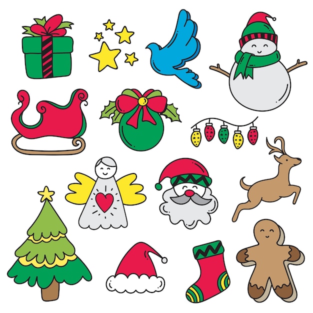 Set of Christmas doodle elements