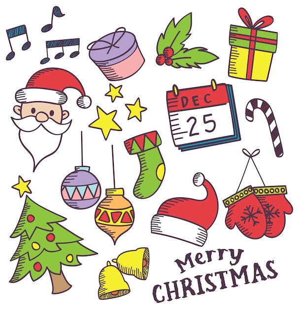 Vector set of christmas doodle isolated on white background