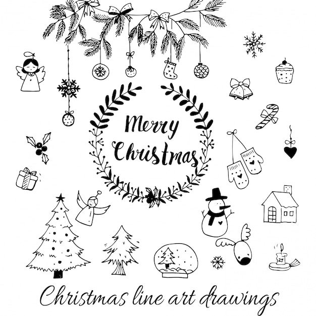 set Christmas drawings