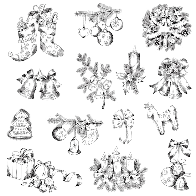 Vector set of christmas elements for design and scrapbook