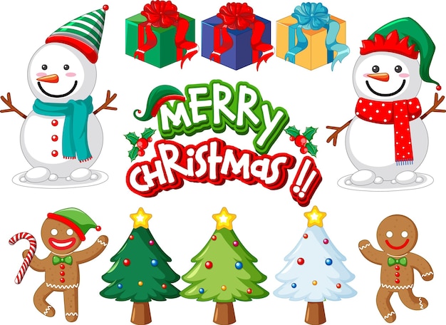 Vector set of christmas elements and objects