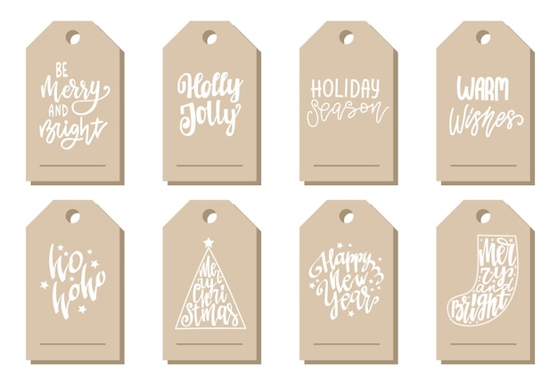 Set of Christmas gift tags Vector illustration