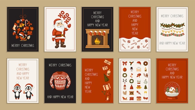 Set of christmas greeting cards