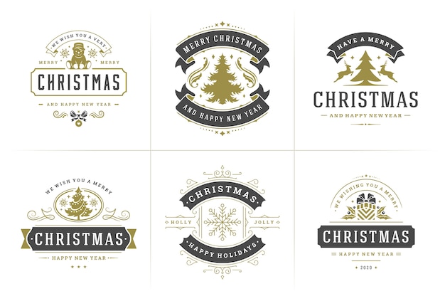 Set of Christmas greeting logos