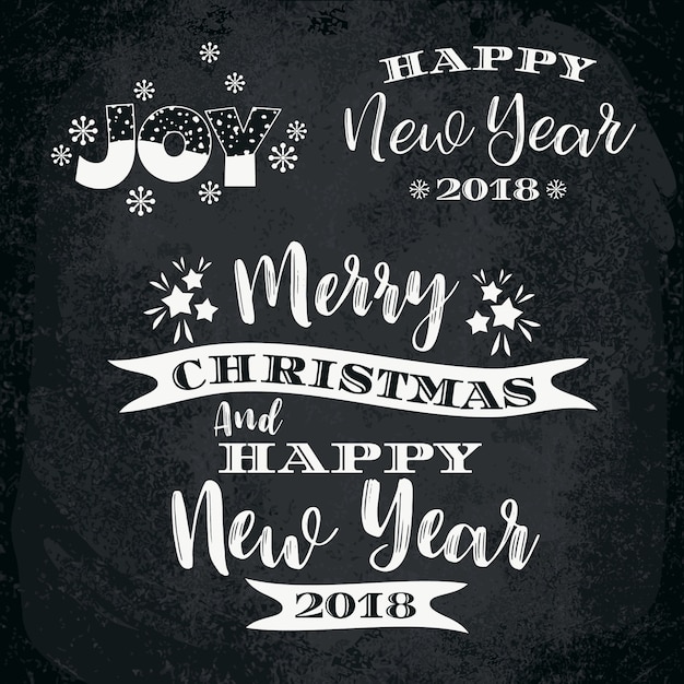 Vector set of christmas and happy new year lettering designs. vector elements