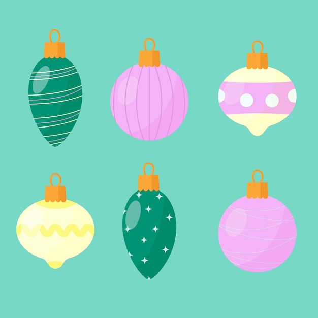 Set of Christmas holiday balls Vector illustration