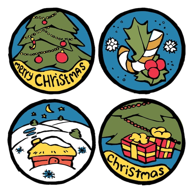 Set of christmas and new year emblems