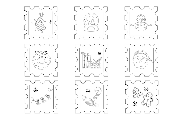 A set of Christmas outline stamps Christmas decorations