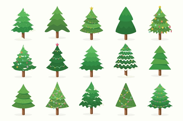 Vector set of christmas pine tree