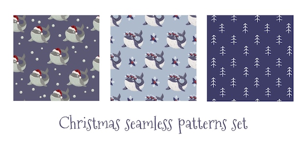 Vector set of christmas seamless patterns