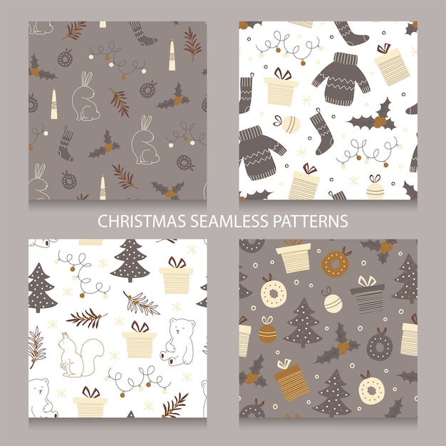 Set of Christmas seamless patterns