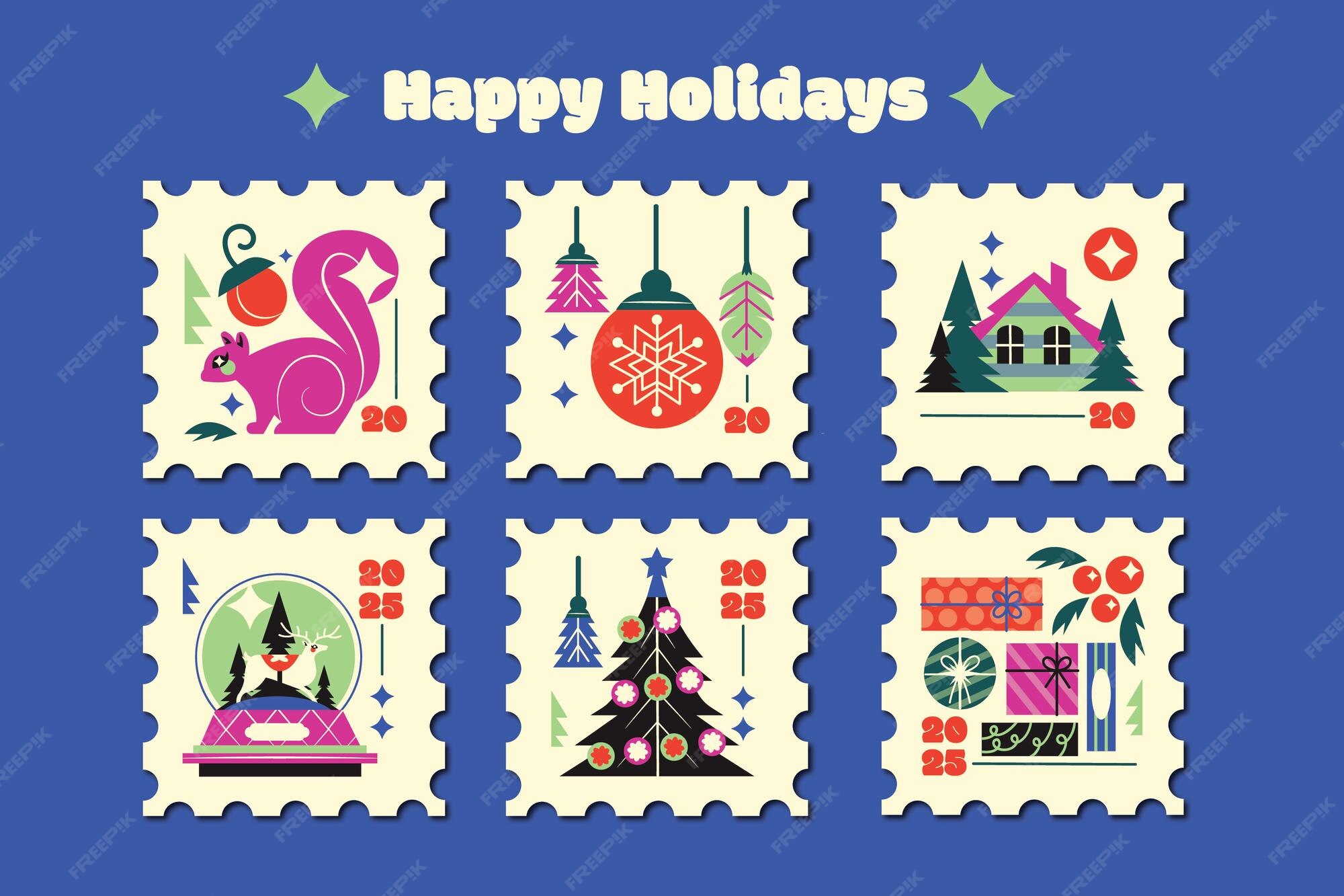 Premium Vector Set of christmas stamp