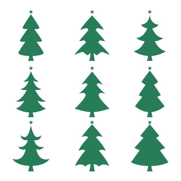 Set of christmas tree illustration in flat design