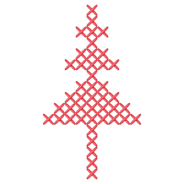 Set of Christmas tree peasant folk rustic motif cross stitch fir tree new year