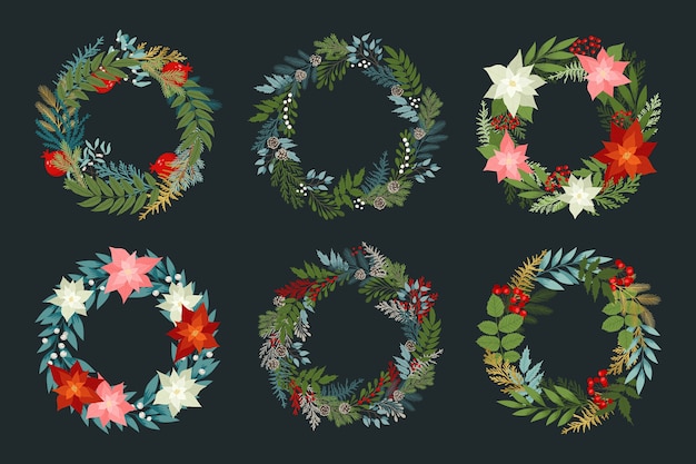 Set of christmas wreath