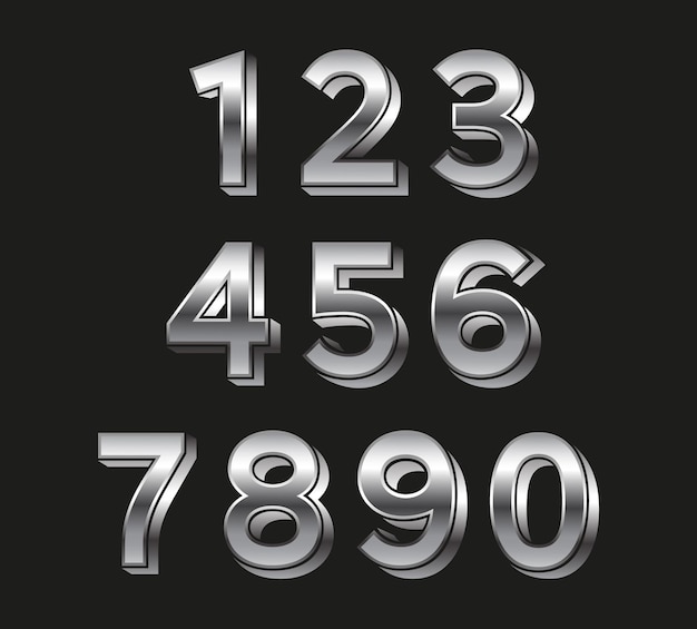 Vector set of chrome metal numbers