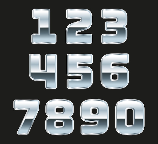 Set of chrome metal numbers