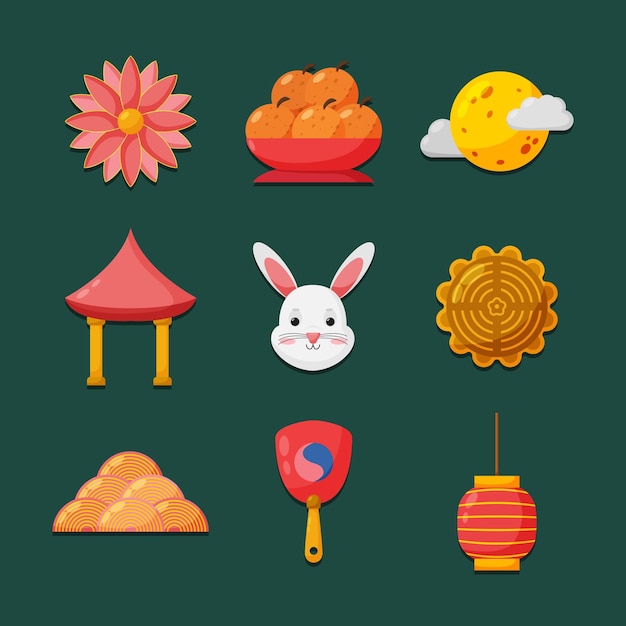 Set of Chuseok Festivity Icon