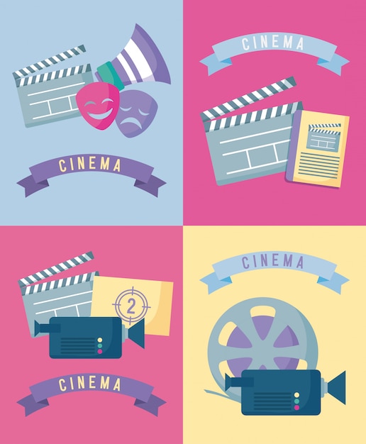 Vector set of cinema film