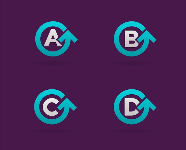 Set of Circle Arrow Logo Icon Design with Letter. Template Element in Vector.