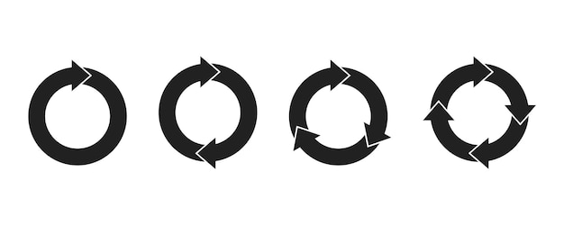 set of circle arrows vector illustaration on white background collection black arrows of refresh reload rotation pictogram circle pointer icon 10 eps