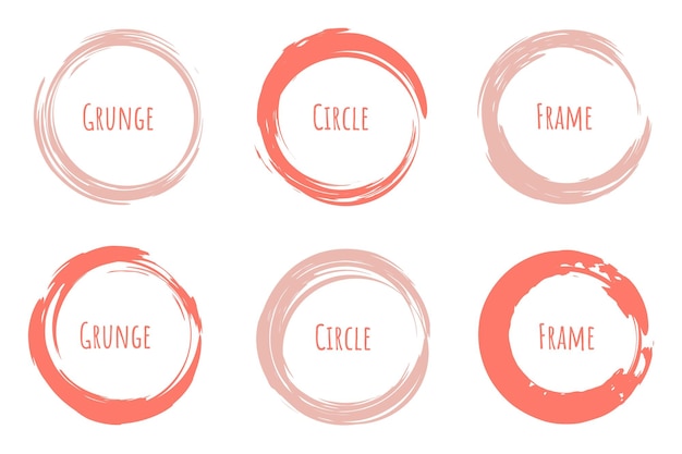 Vector set of circle brush strokes hand drawn paint frame for design logo banner card vector illustration