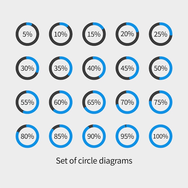 Set of circle diagrams for infographics stock illustration