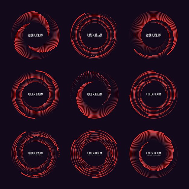 Set of circle green speed lines