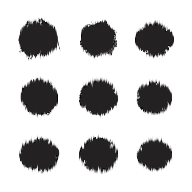 Set of circle grunge vector brush illustrator brushes black paint stroke brush