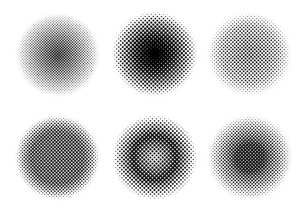 Vector set of circle halftone design elements