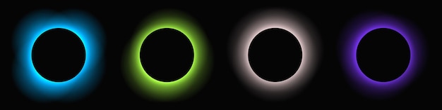 Set of circle illuminate light frames with color gradient