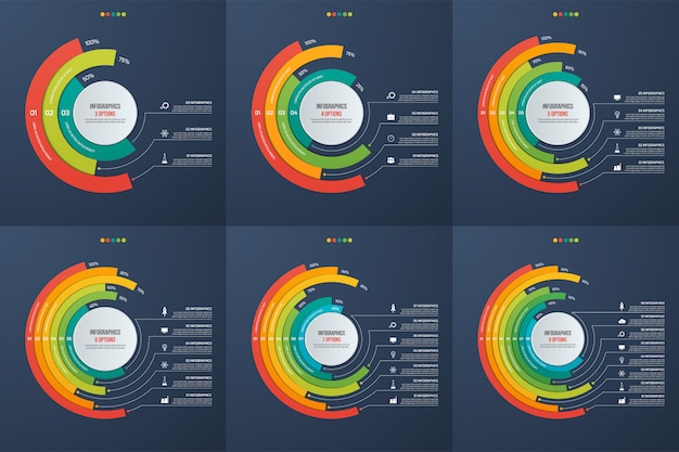 Vector set of circle informative infographic charts