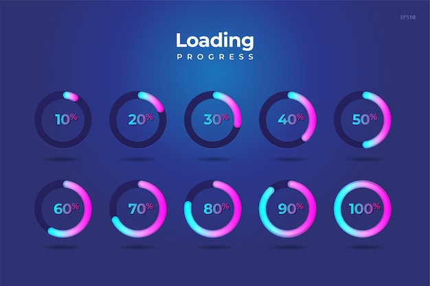 Set circle loading  progress  download  percentage