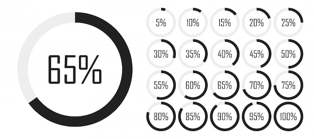 Set of circle percentage diagrams from 0 to 100 for infographics