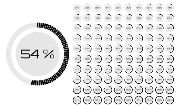 Set of circle percentage diagrams