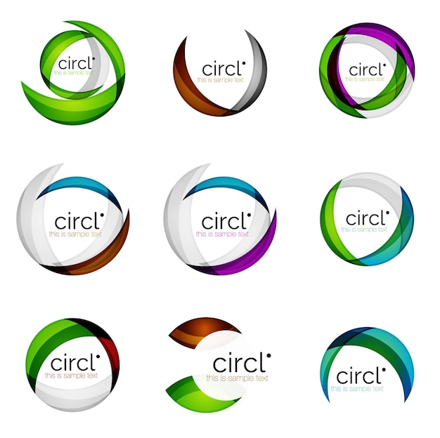 Set of circle swirl business logos vector geometric icons Vector abstract symbols