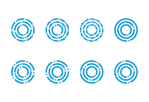 Set of circle technology logo. Letter o icon, Network, internet, computer, communication symbol.