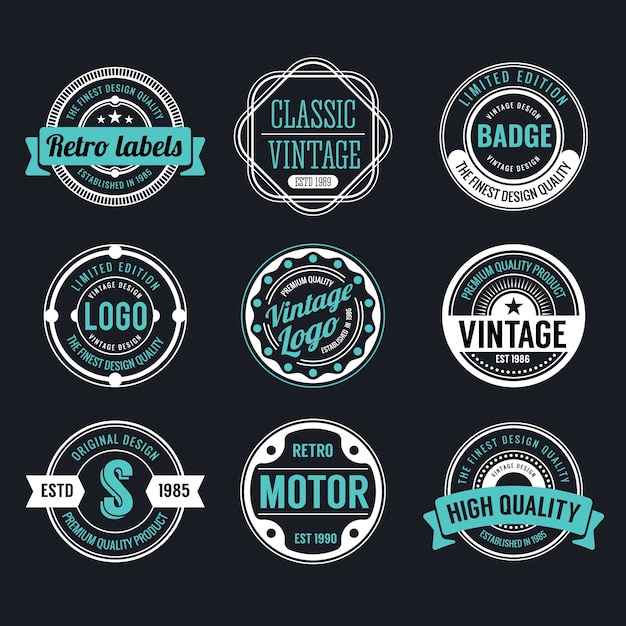 Vettore set di circle vintage e retro badge design