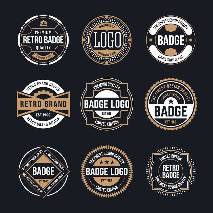 Vector set of circle vintage and retro badge 