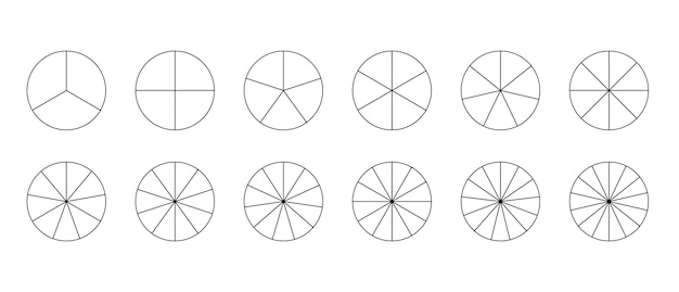 a set of circles with divisions in the style of line art for print and design vector illustration