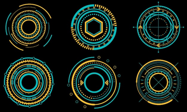 Vector set of circular digital technology