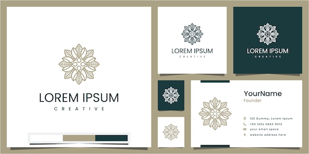 Imposta elementi floreali e foglia circolari, ispirazione per il design del logo